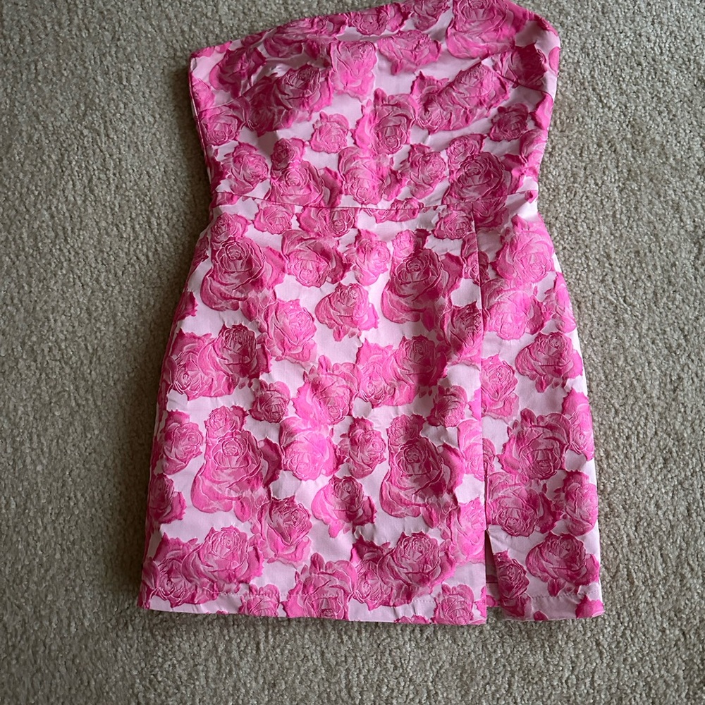 Lulu's Pink Floral One Strap Dress